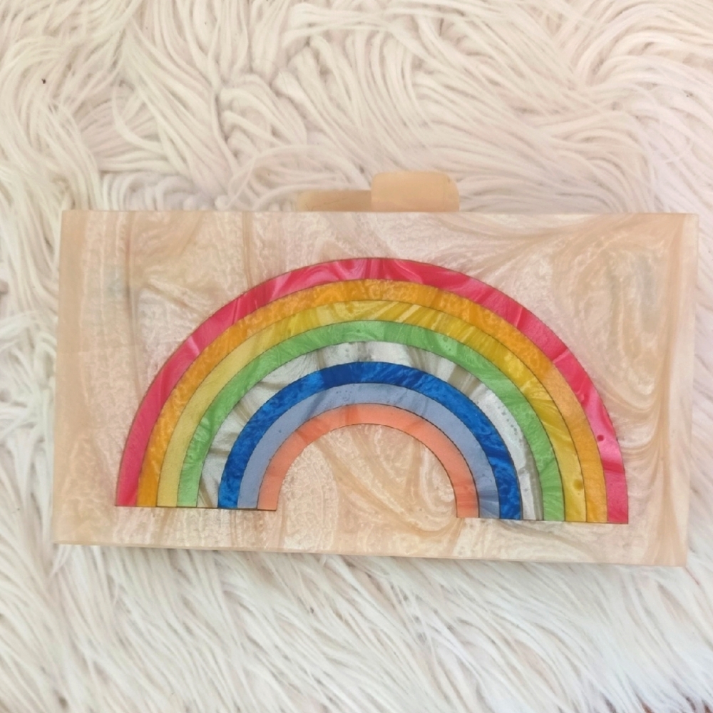Lulus Acrylic Rainbow Clutch Crossbody - Picture 3 of 5